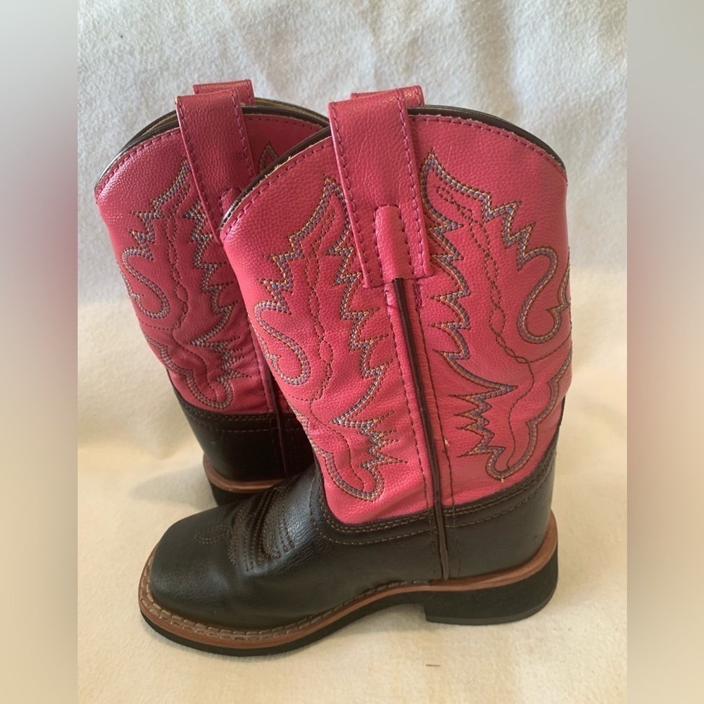 Swift Creek Cowboy Boots Leather Square Toe Toddler Girl Pink Size 9.5 D 1724C - Picture 6 of 13